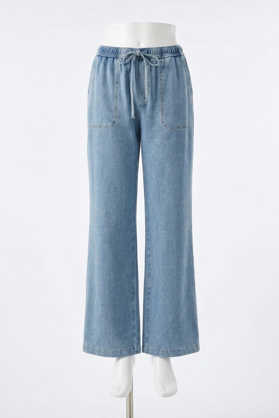 NEW BE COOL cassidy knit denim pants in blue